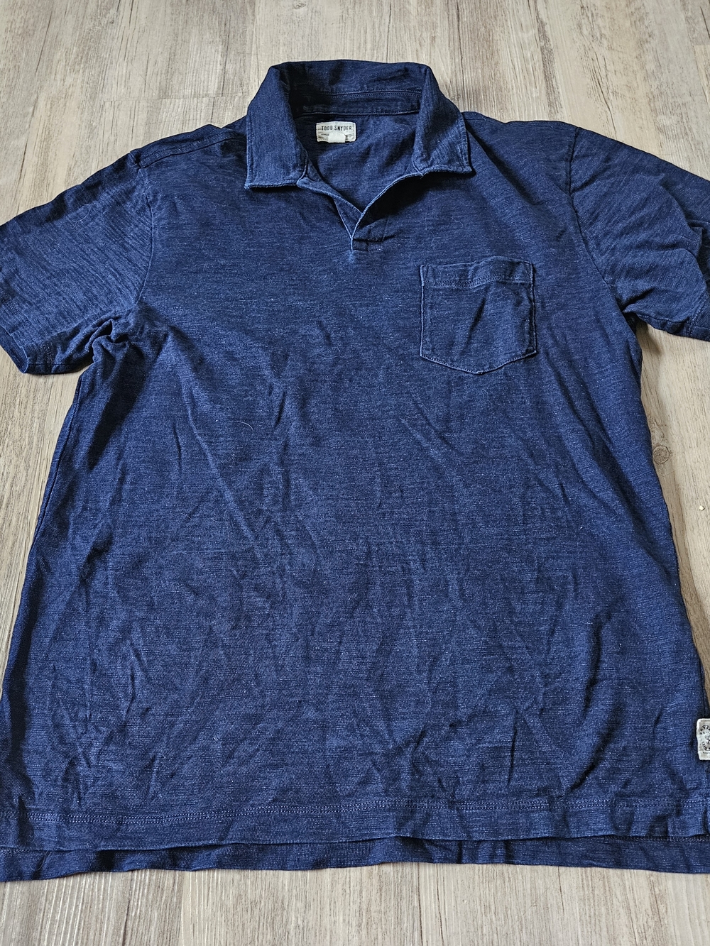Todd Snyder Men's Navy Blue Johnny Collar Golf Polo Shirt Medium Casual